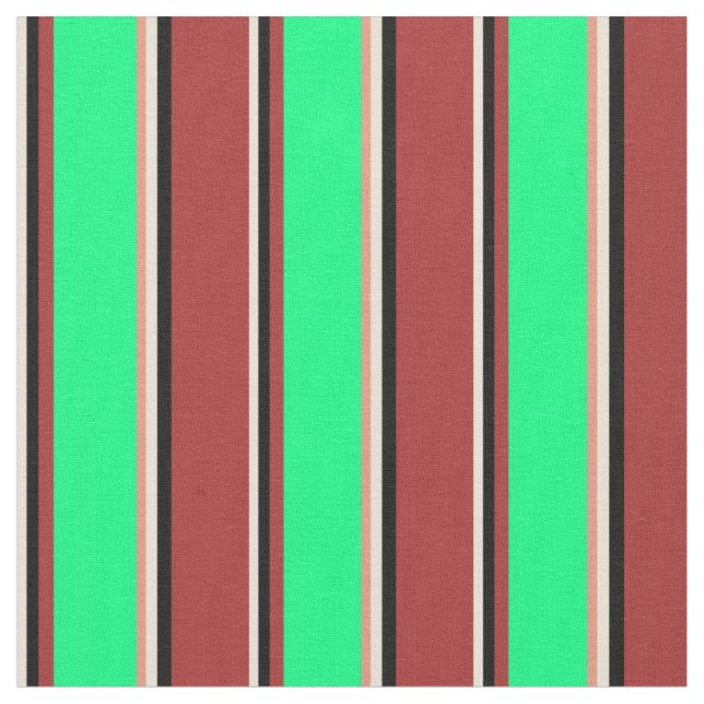 Bisque, Black, Brown, Green, and Dark Salmon Fabric (Close Up)