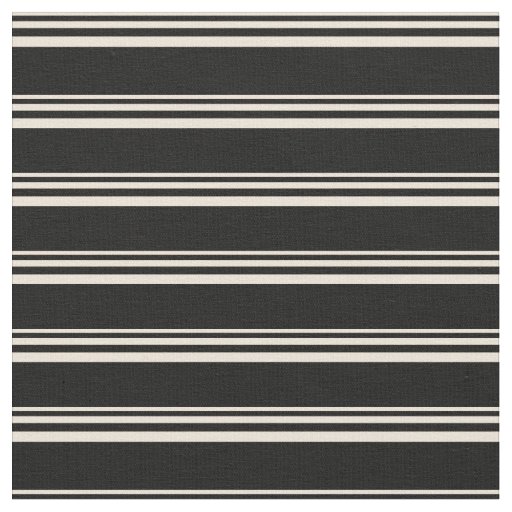 Bisque & Black Pattern of Stripes Fabric