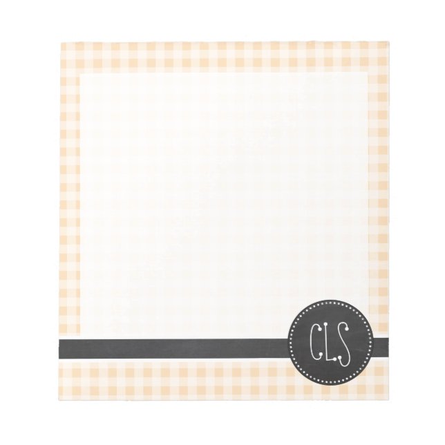 Bisque Color Gingham; Retro Chalkboard Notepad (Front)