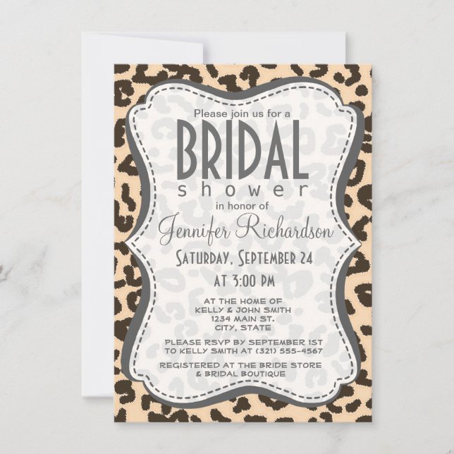 Bisque Color Leopard Animal Print Invitation (Front)