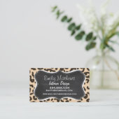 Bisque Color Leopard Print; Retro Chalkboard Business Card (Standing Front)