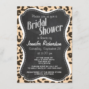 Bisque Color Leopard Print; Retro Chalkboard Invitation