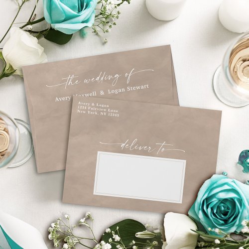 Bisque Cream Watercolor A7 5x7 Wedding Invitation Envelope