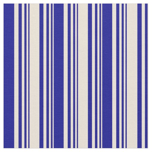 Bisque & Dark Blue Pattern of Stripes Fabric