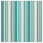 [ Thumbnail: Bisque & Dark Cyan Stripes Fabric ]