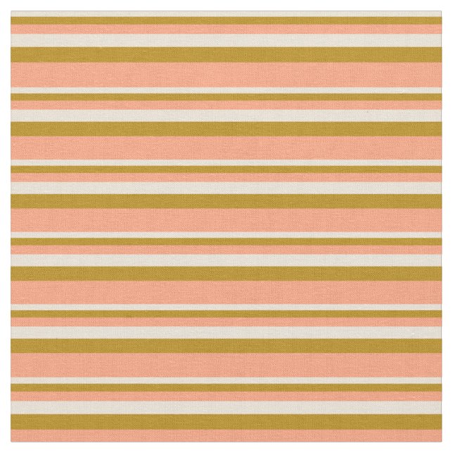 Bisque, Dark Goldenrod & Light Salmon Lines Fabric (Close Up)