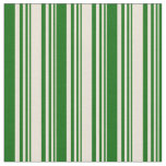 [ Thumbnail: Bisque & Dark Green Colored Pattern of Stripes Fabric ]