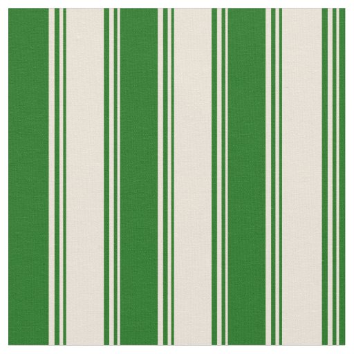 Bisque & Dark Green Striped Pattern Fabric