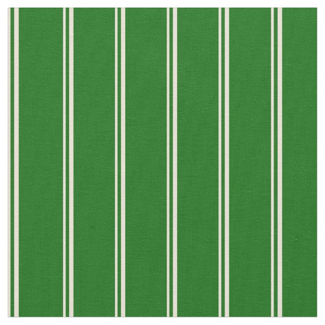Bisque & Dark Green Stripes Pattern Fabric (Close Up)