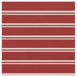 Bisque &amp; Dark Red Colored Stripes Pattern Fabric