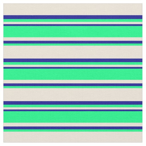 Bisque, Green, and Dark Blue Lines Fabric