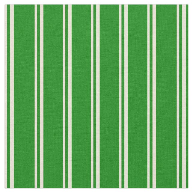Bisque & Green Lines Pattern Fabric (Close Up)