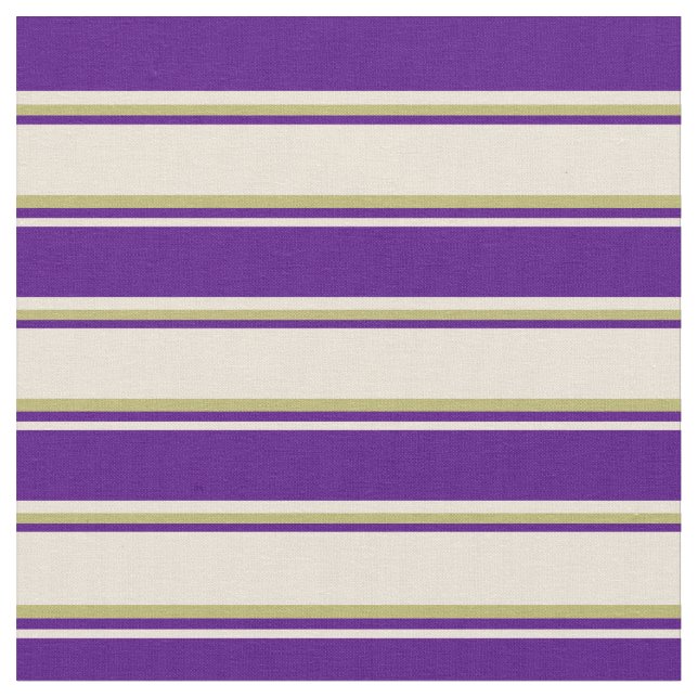 Bisque, Indigo & Dark Khaki Striped Pattern Fabric (Close Up)