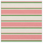 [ Thumbnail: Bisque, Light Coral, and Forest Green Lines Fabric ]