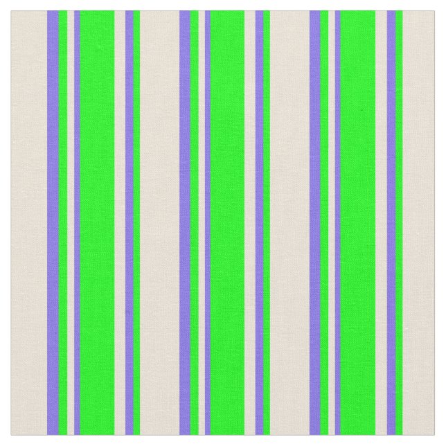 Bisque, Lime, and Medium Slate Blue Stripes Fabric (Close Up)