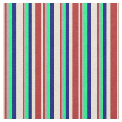 Bisque, Red, Dark Gray, Green, and Blue Lines Fabric