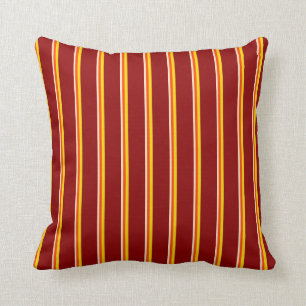 Bisque, Red, Yellow, and Dark Red Colored Lines Throw Pillow