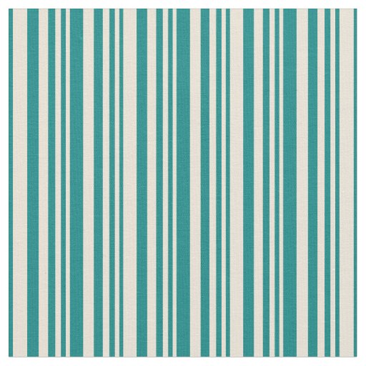 Bisque & Teal Colored Striped Pattern Fabric