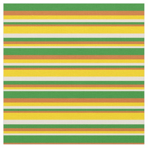 Bisque, Yellow, Chocolate & Forest Green Stripes Fabric