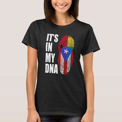 Bissau Guinean And Puerto Rican Mix Dna Flag Herit T_Shirt