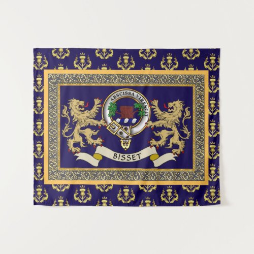 Bisset Clan Badge Personalized Blue Tapestry