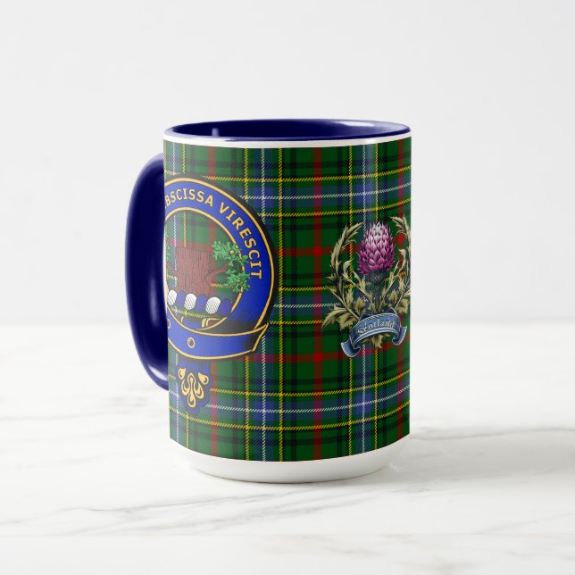 Bisset Clan Badge & Tartan Mug (Front Left)