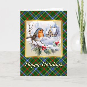 Bisset Crest & Tartan w/Robin Personalized Card