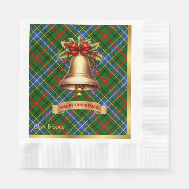 Bisset Personalized Tartan Christmas Napkins (Front)