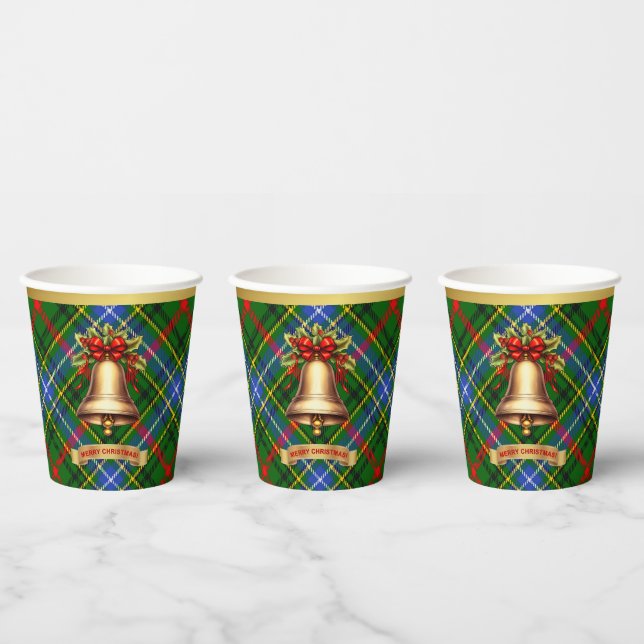 Bisset Personalized Tartan Christmas  Paper Cups (Multi)