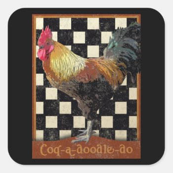 Bisto Rooster Square Sticker by NeatoCards at Zazzle