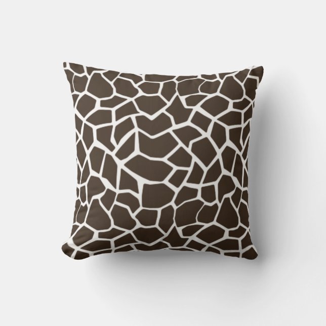Bistre Brown Giraffe Animal Print Throw Pillow (Front)