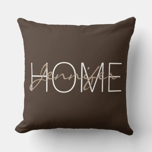 Bistre color home monogram throw pillow