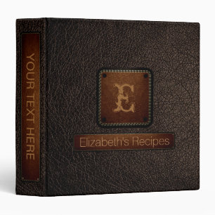 Bistre Leather Elegant Monogram 3 Ring Binder