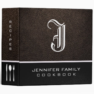 Bistre Leather Family Recipes Monogram Binder