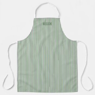 Bistro Foodie Green Ivy Café Stripe Pattern Apron