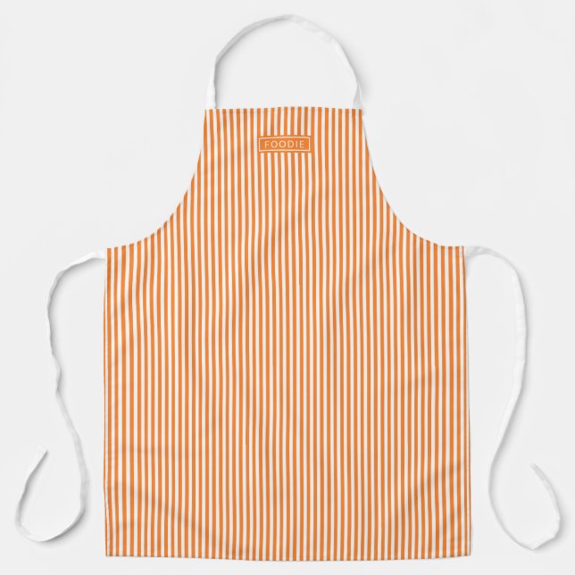 Bistro Foodie Orange Spice Café Stripe Pattern Apron (Front)