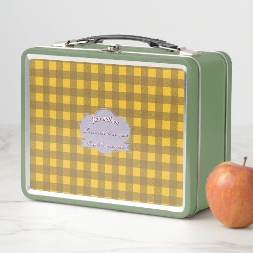 Bistro French yellow and brown tiles Metal Lunch Box