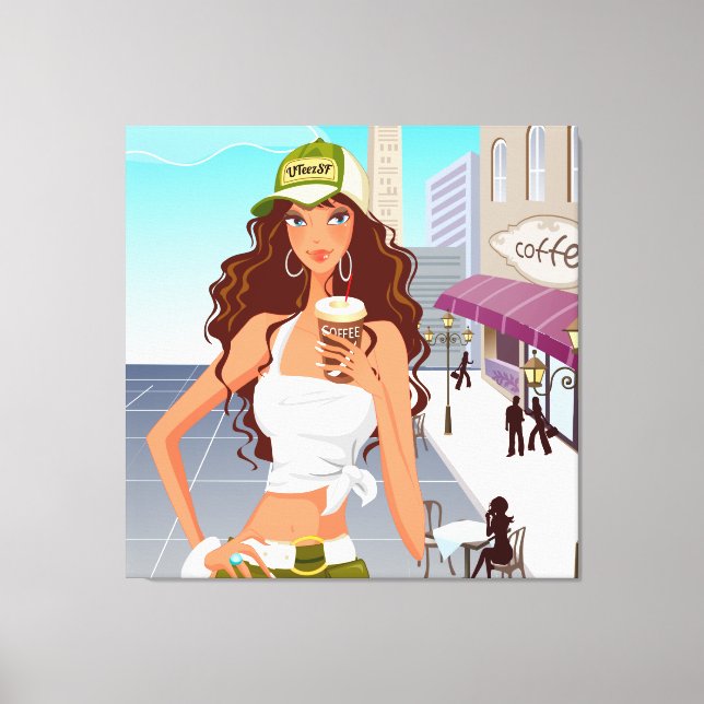 Bistro Girl  Wrapped Canvas Print (Front)