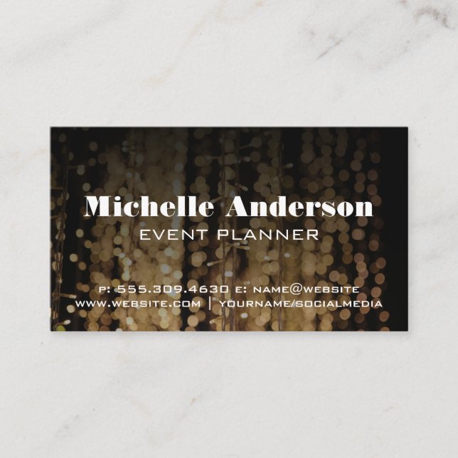 Bistro Lights Hanging | Events Business Card (Front)