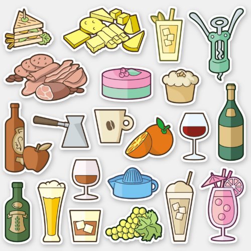Bistro Menu Icons Stickers Collection