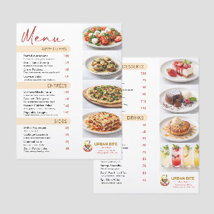 Bistro or Small Cafe Menu Card with Photos
