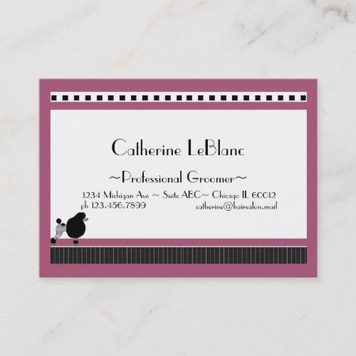 Bistro Poodle in Black White and Pink Business Card Templates