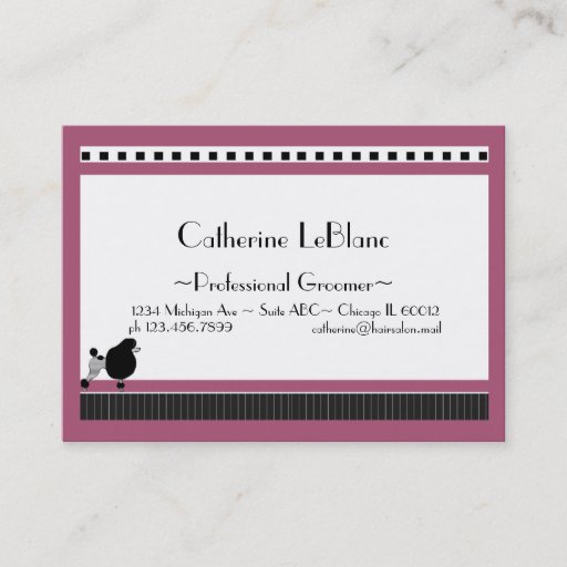 Customizable Bistro Poodle in Black White and Pink Business Card Templates