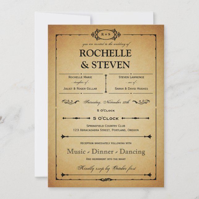 Bistro  Wedding Invitation (Front)
