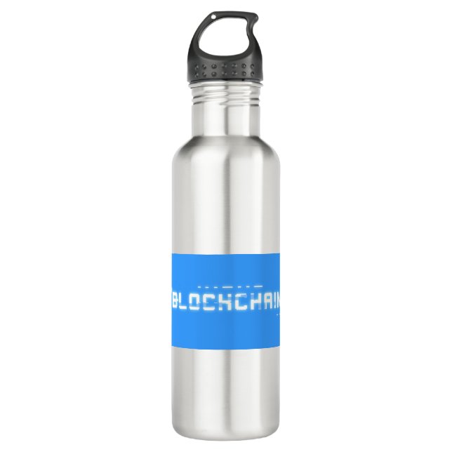 Bit glitch blockchain stainless steel water bottle (Front)