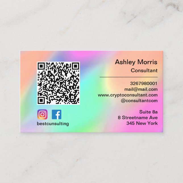 Bit Me Pink QR Code Logo Social Media Shop Business Card (Front)