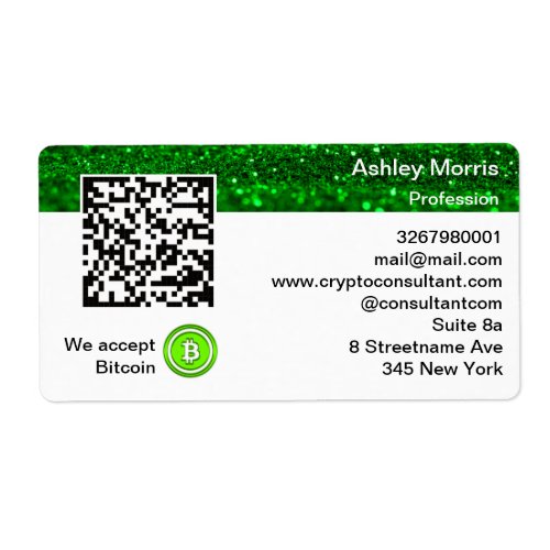 Bit Me QR Code We Accept Bitcoin Green Consulting Label