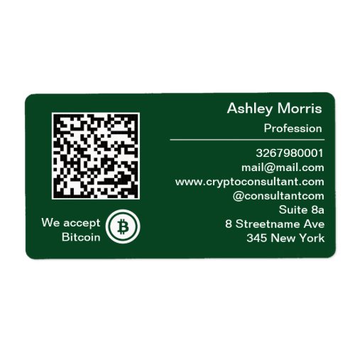 Bit Me QR Code We Accept Bitcoin Logo Green Label