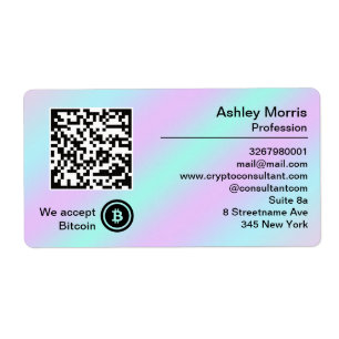 Bit Me QR Code We Accept Bitcoin Logo Holograph Label