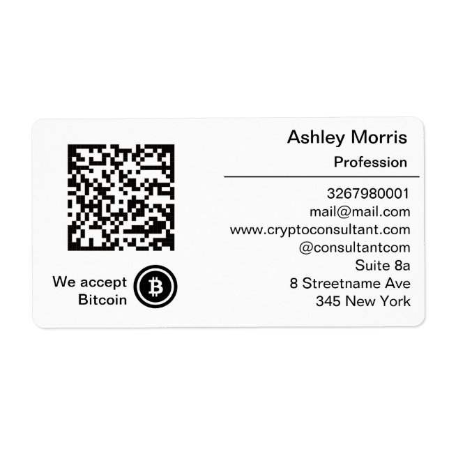 Bit Me QR Code We Accept Bitcoin Logo Promotional Label (Front)